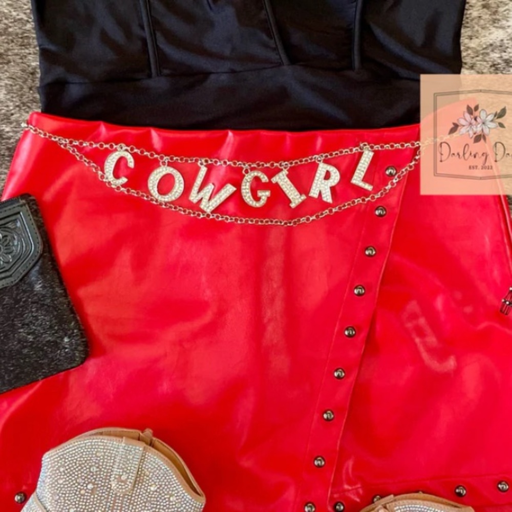 Rhinestone ‘Cowgirl’ Chain Belt